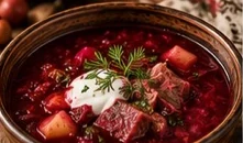 Борщ по-смоленски с мочёными яблоками